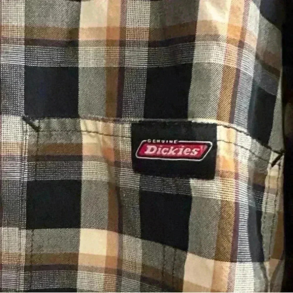 Dickies Men's 2XL Plaid Button-Up Shirt Brown/Black Long Sleeve Casual - Picture 5 of 9